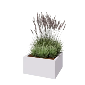 Stalen plantenbak - Rechthoek - 60 x 50 x 30 cm - RAL9010 mat (wit) - Met bodemplaat