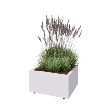 Stalen plantenbak - Rechthoek - 60 x 50 x 30 cm - RAL9010 mat (wit) - Met bodemplaat - Met poten