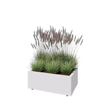 Stalen plantenbak - Rechthoek - 80 x 50 x 30 cm - RAL9010 mat (wit) - Met bodemplaat - Met poten