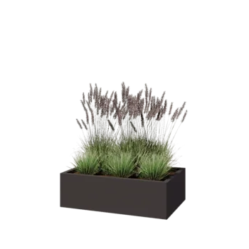 Stalen plantenbak - Rechthoek - 100 x 60 x 30 cm - RAL7016 mat (antraciet grijs) - Met bodemplaat