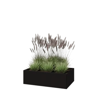 Stalen plantenbak - Rechthoek - 100 x 60 x 30 cm - RAL9005 mat (zwart) - Met bodemplaat