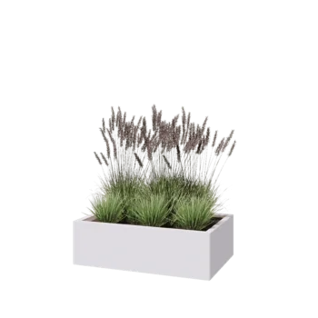 Stalen plantenbak - Rechthoek - 100 x 60 x 30 cm - RAL9010 mat (wit) - Met bodemplaat