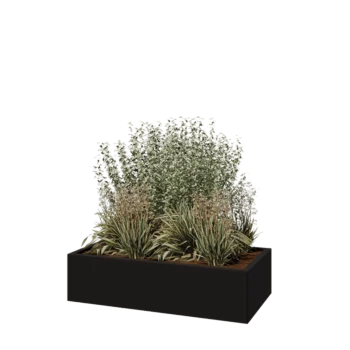 Stalen plantenbak - Rechthoek - 120 x 60 x 30 cm - RAL9005 mat (zwart) - Met bodemplaat