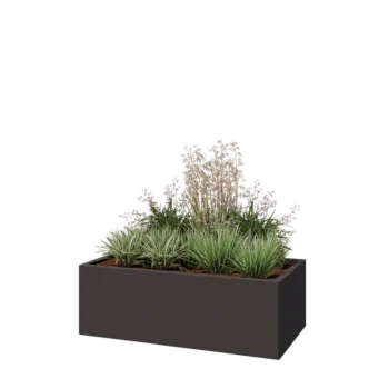 Stalen plantenbak - Rechthoek - 120 x 60 x 40 cm - RAL7016 mat (antraciet grijs) - Met bodemplaat