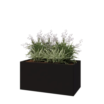 Stalen plantenbak - Rechthoek - 120 x 60 x 60 cm - RAL9005 mat (zwart) - Met bodemplaat