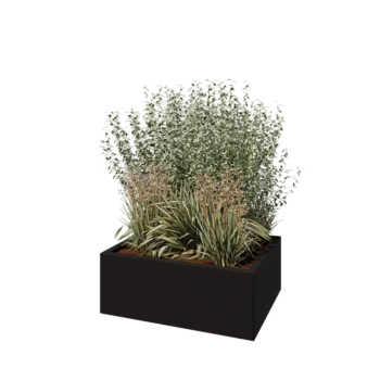 Stalen plantenbak - Rechthoek - 80 x 60 x 30 cm - RAL9005 mat (zwart) - Zonder bodemplaat