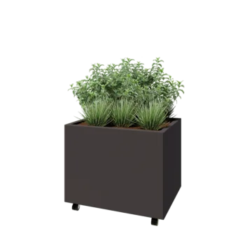 Stalen plantenbak - Rechthoek - 80 x 60 x 60 cm - Andere RAL kleur - Met bodemplaat - Met wielen