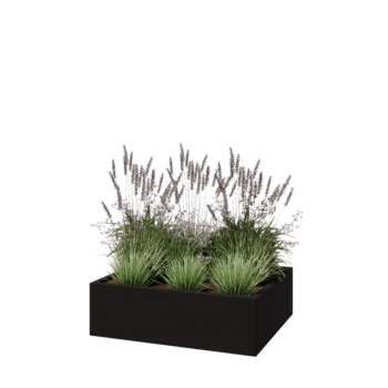 Stalen plantenbak - Rechthoek - 100 x 80 x 30 cm - RAL9005 mat (zwart) - Zonder bodemplaat