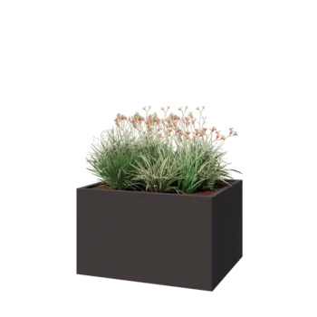 Stalen plantenbak - Rechthoek - 100 x 80 x 60 cm - RAL7016 mat (antraciet grijs) - Met bodemplaat