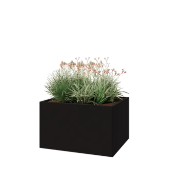 Stalen plantenbak - Rechthoek - 100 x 80 x 60 cm - RAL9005 mat (zwart) - Zonder bodemplaat