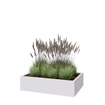 Stalen plantenbak - Rechthoek - 120 x 80 x 30 cm - RAL9010 mat (wit) - Met bodemplaat