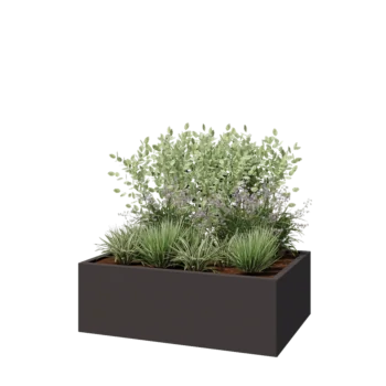 Stalen plantenbak - Rechthoek - 120 x 80 x 40 cm - RAL7016 mat (antraciet grijs) - Met bodemplaat