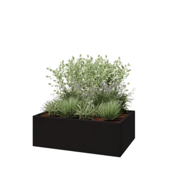 Stalen plantenbak - Rechthoek - 120 x 80 x 40 cm - RAL9005 mat (zwart) - Zonder bodemplaat