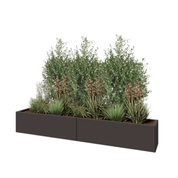 Stalen plantenbak XXL - Rechthoek - 200 x 30 x 30 cm - Andere RAL kleur - Met bodemplaat