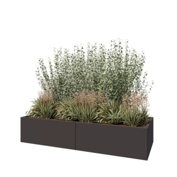 Stalen plantenbak XXL - Rechthoek - 200 x 80 x 40 cm - RAL7016 mat (antraciet grijs) - Met bodemplaat