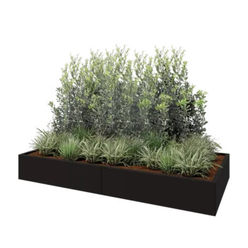 Stalen plantenbak XXL - Rechthoek - 240 x 100 x 30 cm - RAL9005 mat (zwart) - Met bodemplaat