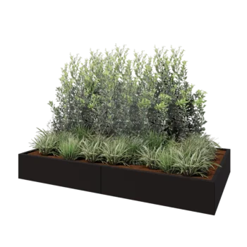 Stalen plantenbak XXL - Rechthoek - 240 x 120 x 30 cm - RAL9005 mat (zwart) - Met bodemplaat