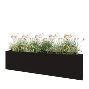 Stalen plantenbak XXL - Rechthoek - 240 x 30 x 60 cm - RAL9005 mat (zwart) - Met bodemplaat