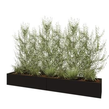 Stalen plantenbak XXL - Rechthoek - 240 x 40 x 30 cm - RAL9005 mat (zwart) - Met bodemplaat