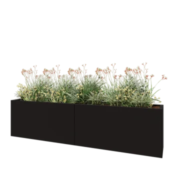 Stalen plantenbak XXL - Rechthoek - 240 x 40 x 60 cm - RAL9005 mat (zwart) - Met bodemplaat