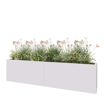Stalen plantenbak XXL - Rechthoek - 240 x 40 x 60 cm - RAL9010 mat (wit) - Zonder bodemplaat