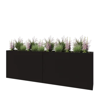 Stalen plantenbak XXL - Rechthoek - 240 x 40 x 80 cm - RAL9005 mat (zwart) - Met bodemplaat