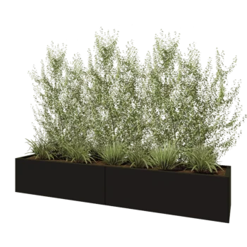 Stalen plantenbak XXL - Rechthoek - 240 x 50 x 40 cm - RAL9005 mat (zwart) - Met bodemplaat