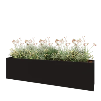 Stalen plantenbak XXL - Rechthoek - 240 x 50 x 60 cm - RAL9005 mat (zwart) - Zonder bodemplaat