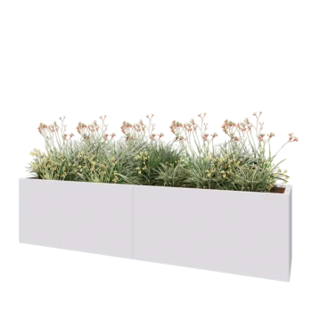 Stalen plantenbak XXL - Rechthoek - 240 x 50 x 60 cm - RAL9010 mat (wit) - Met bodemplaat