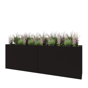 Stalen plantenbak XXL - Rechthoek - 240 x 50 x 80 cm - RAL9005 mat (zwart) - Met bodemplaat