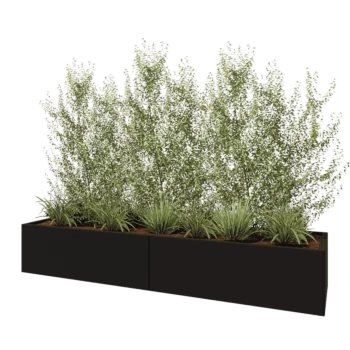 Stalen plantenbak XXL - Rechthoek - 240 x 60 x 40 cm - RAL9005 mat (zwart) - Met bodemplaat