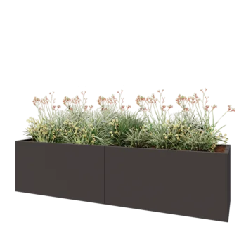 Stalen plantenbak XXL - Rechthoek - 240 x 60 x 60 cm - RAL7016 mat (antraciet grijs) - Met bodemplaat