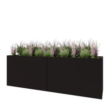 Stalen plantenbak XXL - Rechthoek - 240 x 60 x 80 cm - RAL9005 mat (zwart) - Zonder bodemplaat