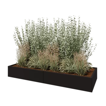 Stalen plantenbak XXL - Rechthoek - 240 x 80 x 30 cm - RAL9005 mat (zwart) - Met bodemplaat