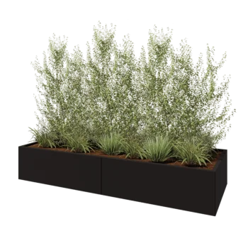 Stalen plantenbak XXL - Rechthoek - 240 x 80 x 40 cm - RAL9005 mat (zwart) - Met bodemplaat