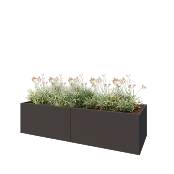 Stalen plantenbak XXL - Rechthoek - 240 x 80 x 60 cm - RAL7016 mat (antraciet grijs) - Met bodemplaat