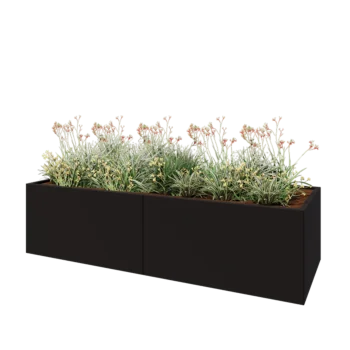 Stalen plantenbak XXL - Rechthoek - 240 x 80 x 60 cm - RAL9005 mat (zwart) - Zonder bodemplaat