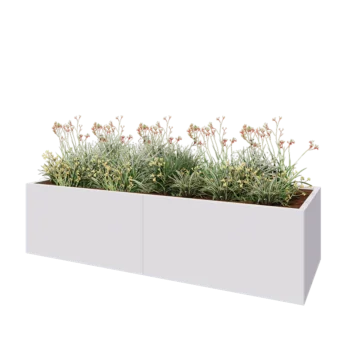 Stalen plantenbak XXL - Rechthoek - 240 x 80 x 60 cm - RAL9010 mat (wit) - Met bodemplaat