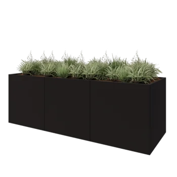 Stalen plantenbak XXL - Rechthoek - 300 x 100 x 100 cm - RAL9005 mat (zwart) - Met bodemplaat