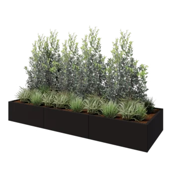 Stalen plantenbak XXL - Rechthoek - 300 x 100 x 40 cm - RAL9005 mat (zwart) - Met bodemplaat