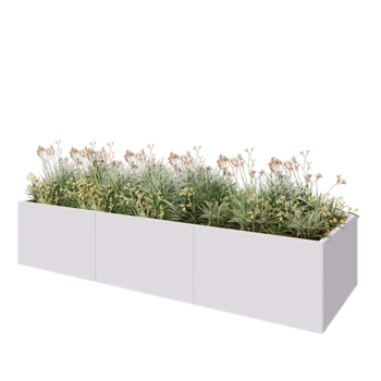 Stalen plantenbak XXL - Rechthoek - 300 x 100 x 60 cm - RAL9010 mat (wit) - Met bodemplaat
