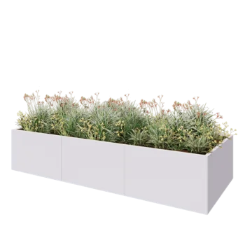 Stalen plantenbak XXL - Rechthoek - 300 x 120 x 80 cm - RAL9010 mat (wit) - Met bodemplaat