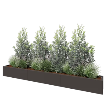 Stalen plantenbak XXL - Rechthoek - 300 x 30 x 30 cm - RAL7016 mat (antraciet grijs) - Met bodemplaat