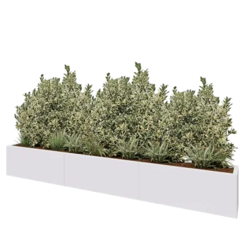 Stalen plantenbak XXL - Rechthoek - 300 x 30 x 40 cm - RAL9010 mat (wit) - Met bodemplaat