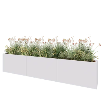 Stalen plantenbak XXL - Rechthoek - 300 x 30 x 60 cm - RAL9010 mat (wit) - Met bodemplaat