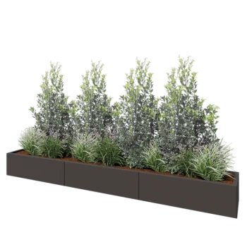 Stalen plantenbak XXL - Rechthoek - 300 x 40 x 30 cm - RAL7016 mat (antraciet grijs) - Met bodemplaat
