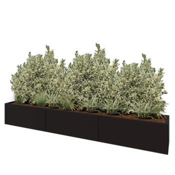 Stalen plantenbak XXL - Rechthoek - 300 x 40 x 40 cm - RAL9005 mat (zwart) - Met bodemplaat