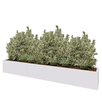 Stalen plantenbak XXL - Rechthoek - 300 x 40 x 40 cm - RAL9010 mat (wit) - Met bodemplaat