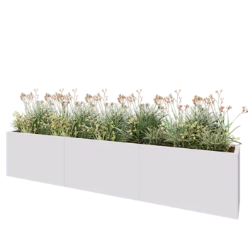 Stalen plantenbak XXL - Rechthoek - 300 x 40 x 60 cm - RAL9010 mat (wit) - Met bodemplaat
