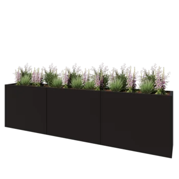 Stalen plantenbak XXL - Rechthoek - 300 x 40 x 80 cm - RAL9005 mat (zwart) - Zonder bodemplaat